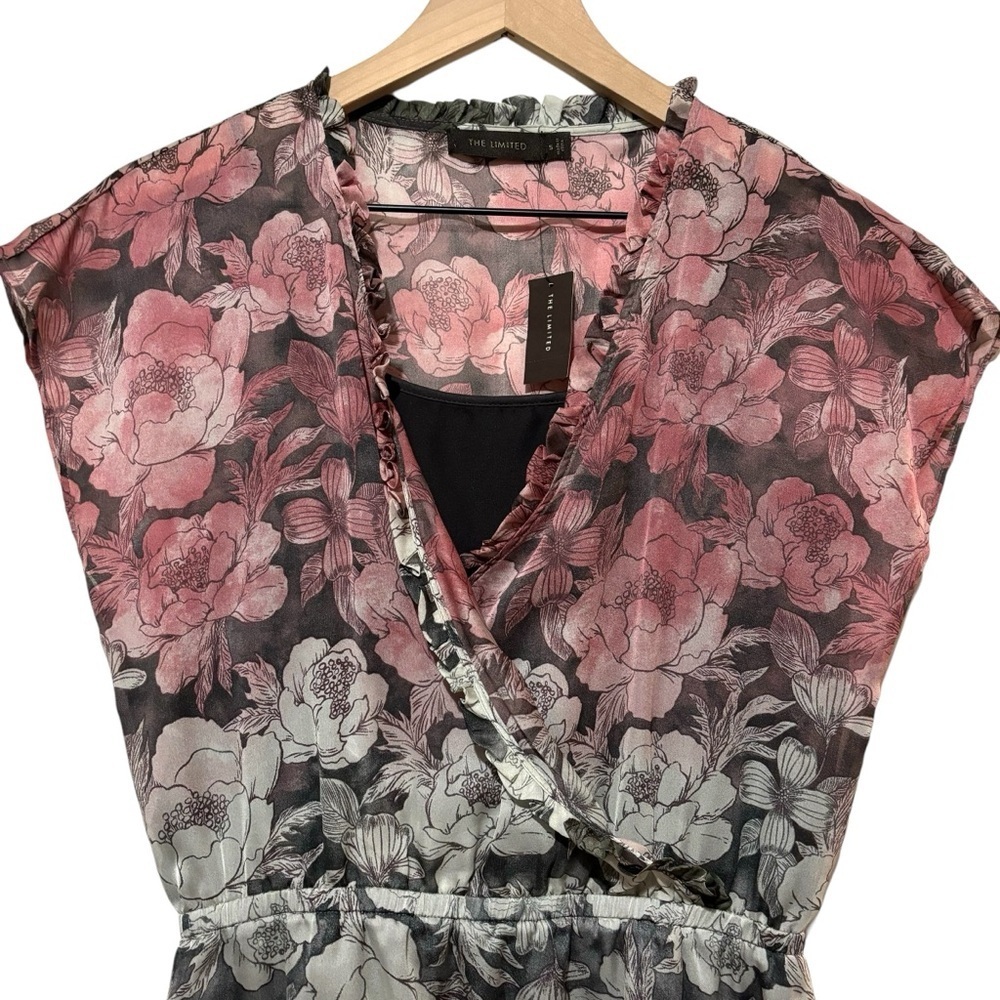 NWT The Limited Sheer Floral Cap Sleeve V-Neck Dress, Size Small - Picture 3 of 14
